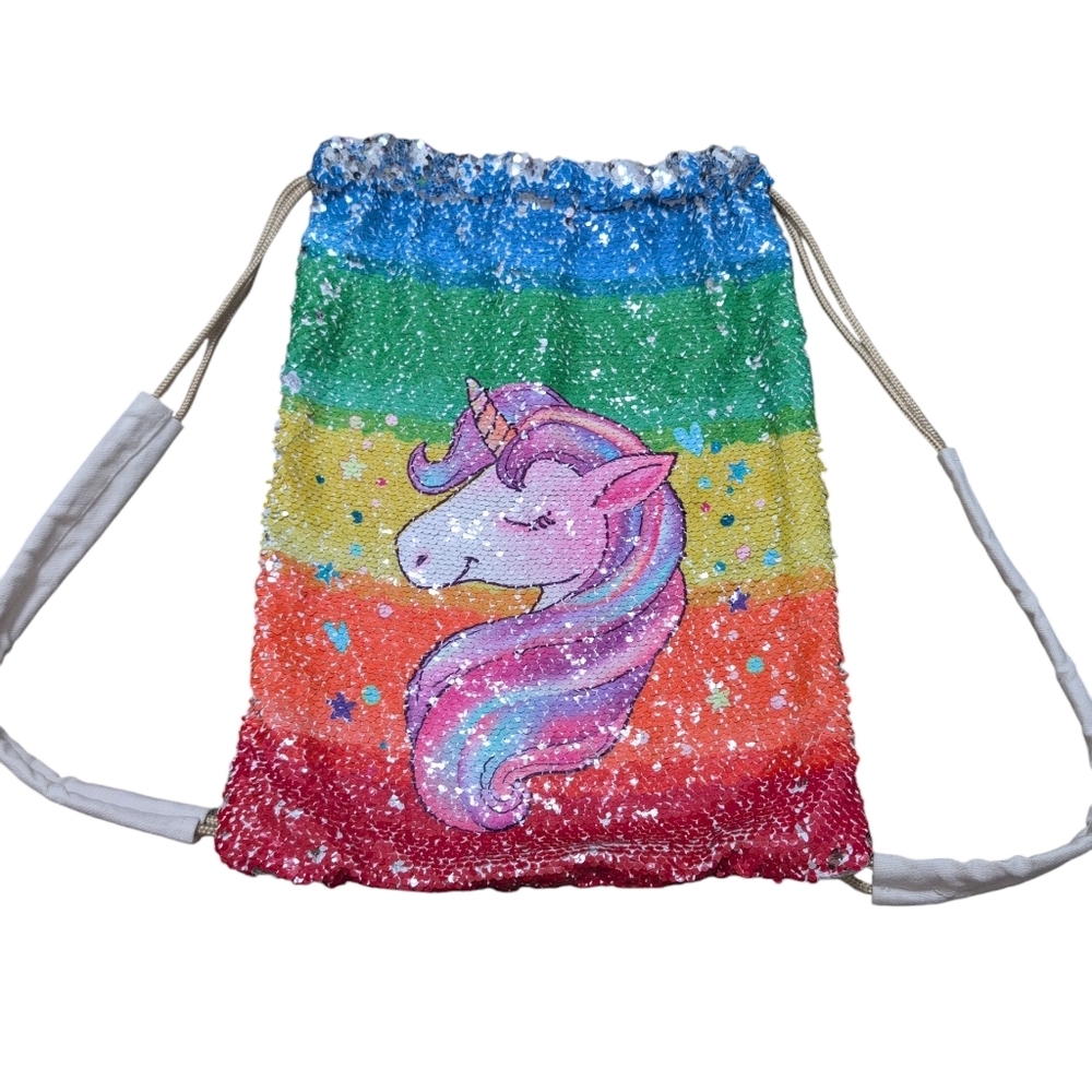 Unicorn Sequin Canvas Cinch Bag Little Girl Accessories‎